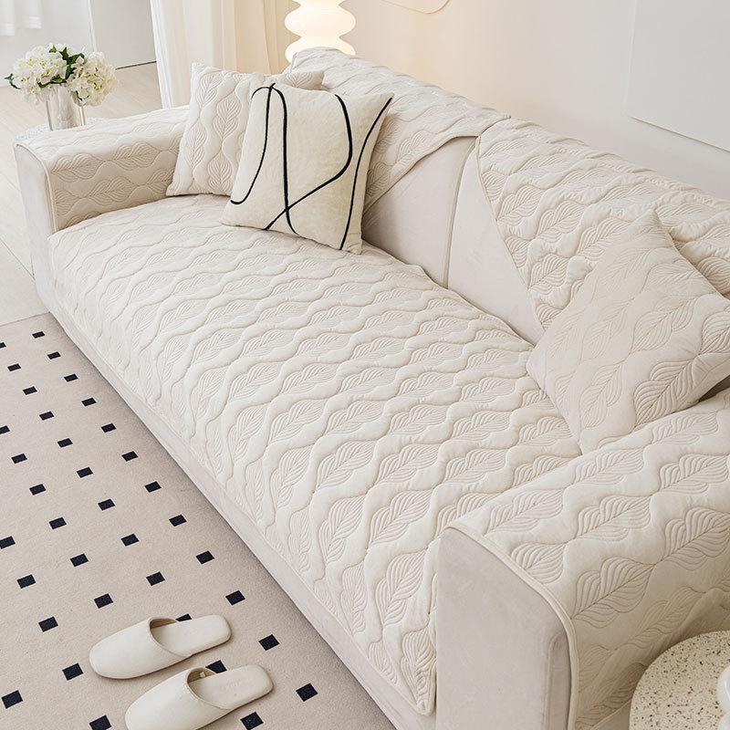Housse de canapé de couleur unie Jacquard en forme de L, coussin de canapé anti-poussière, serviette antidérapante, protection de siège en peluche douce, décoration de salon pour la maison
