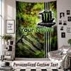 Wall Hanging Tapestry With Custom Name & Text, Monster Energy Decorative Tapestry For Bedroom