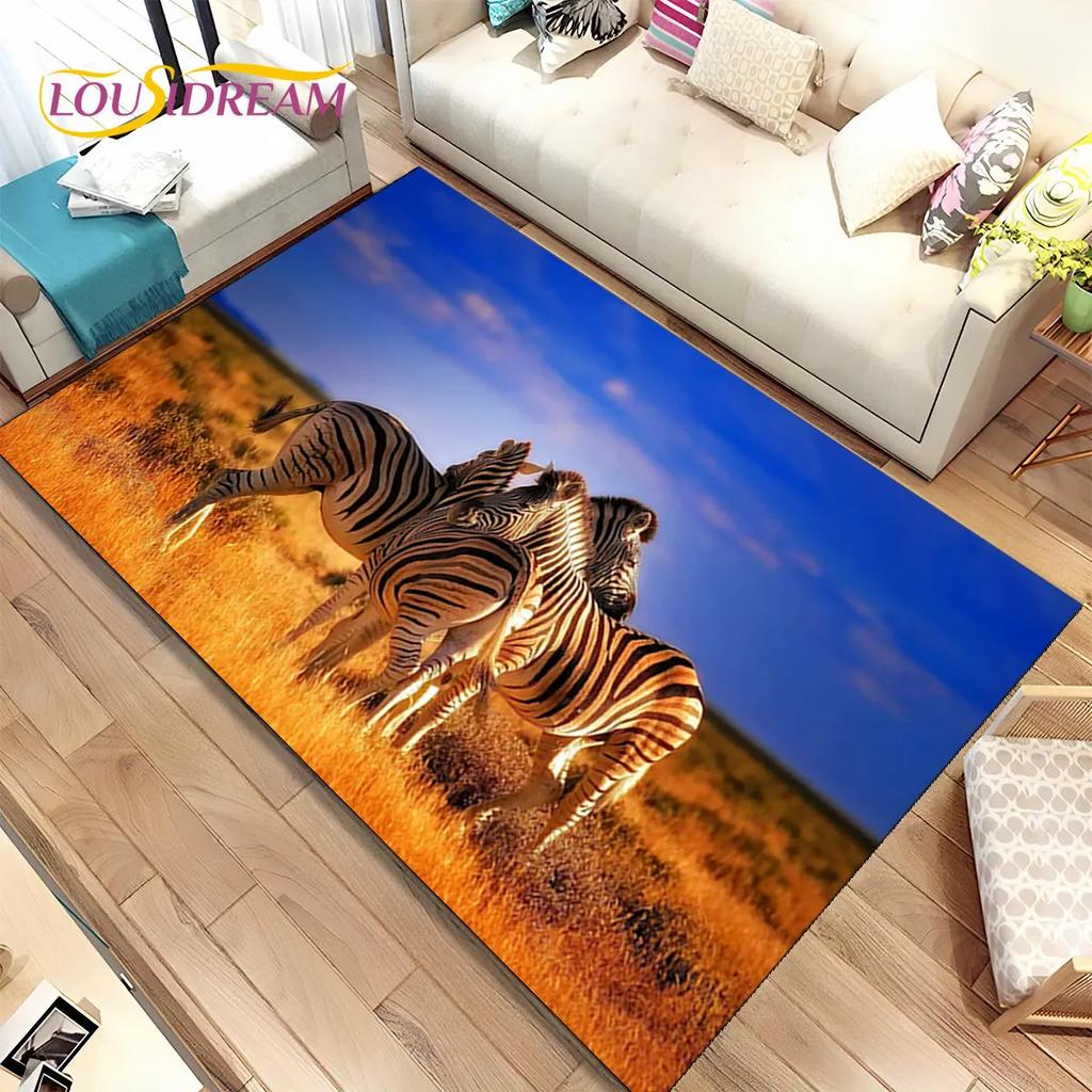Zebra Wild Animal  Area Rug Large,Carpet Rug for Living Room Bedroom Kitchen Doormat Decoration,Children Play Non-slip Floor Mat
