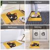Cute Peeking Black Cats Fashionable Style Door Mat Machine Washable for Bathroom Bedroom Living Room Entrance