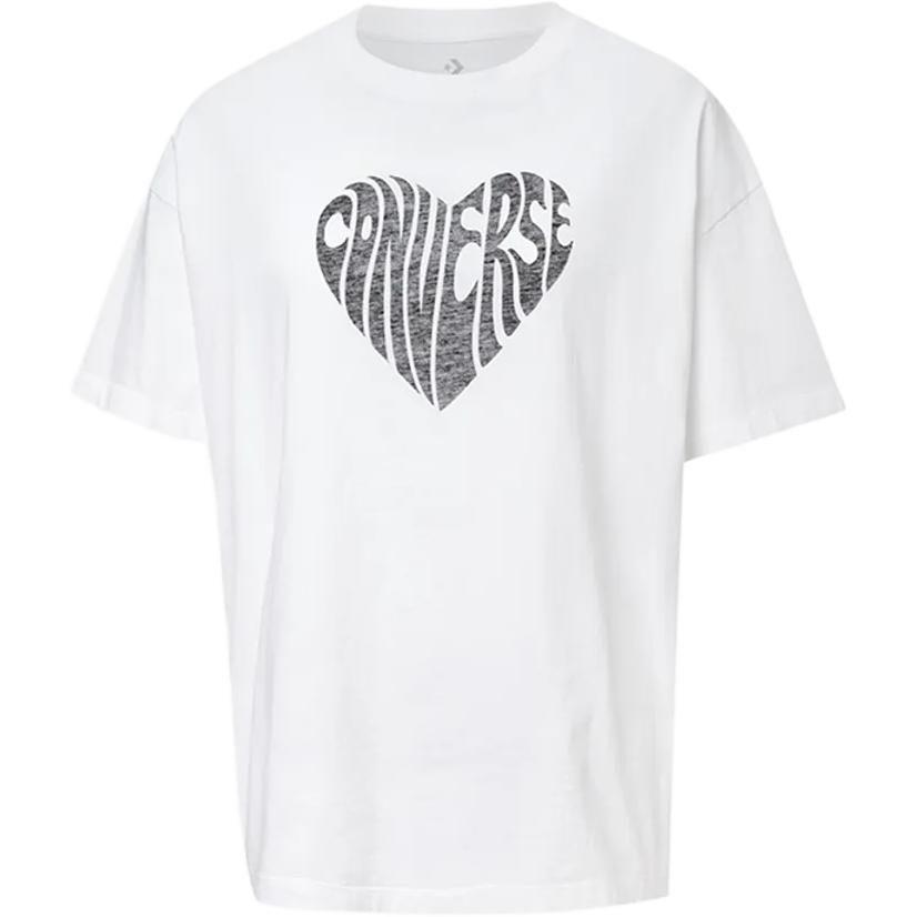Converse T Shirts Women's White Crew Neck Moderate Straight Fit 10018940-A07