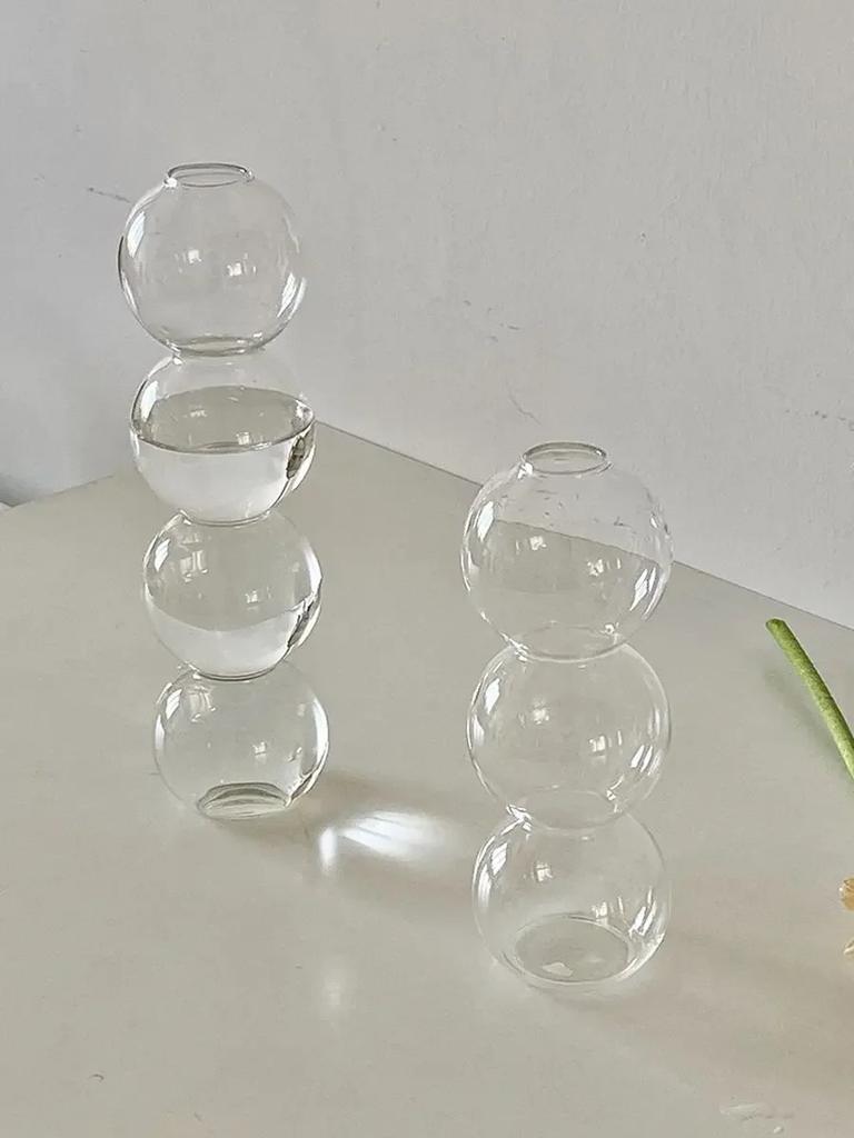 1pc, Creative Glass Bubble Vase Art Color Transparent Cute Style Decoration Bed Flower Arrangement Decorative Crafts