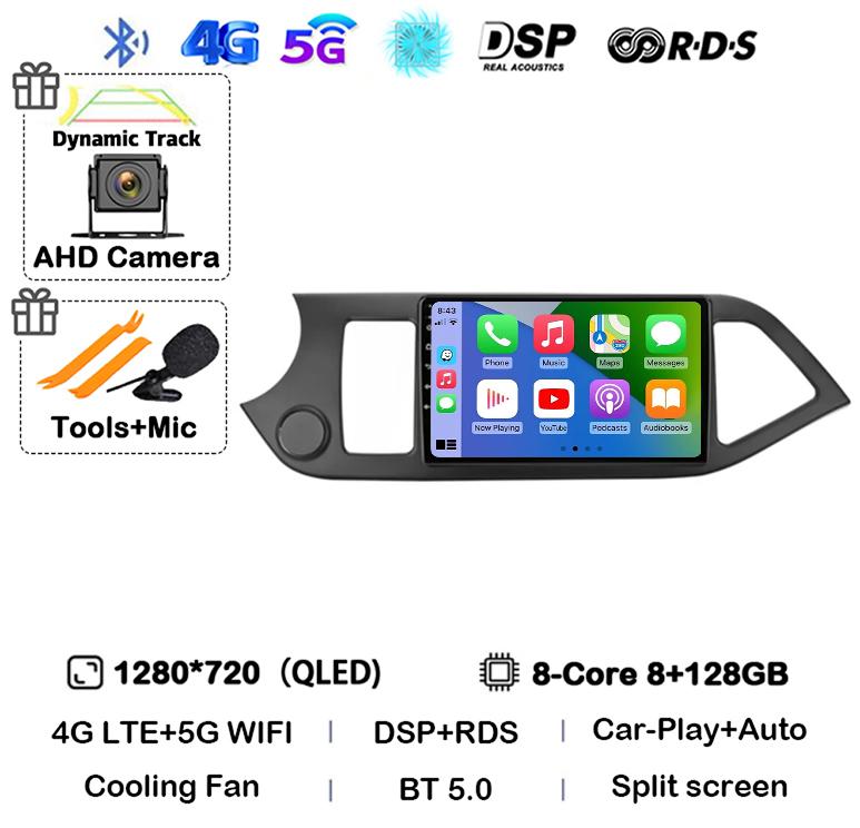 Android 14 Carplay Auto For KIA PICANTO Morning 2011 2012 2013 2014 2015 2016 Multimedia Car Radio Navigation Player WIFI+4G DSP