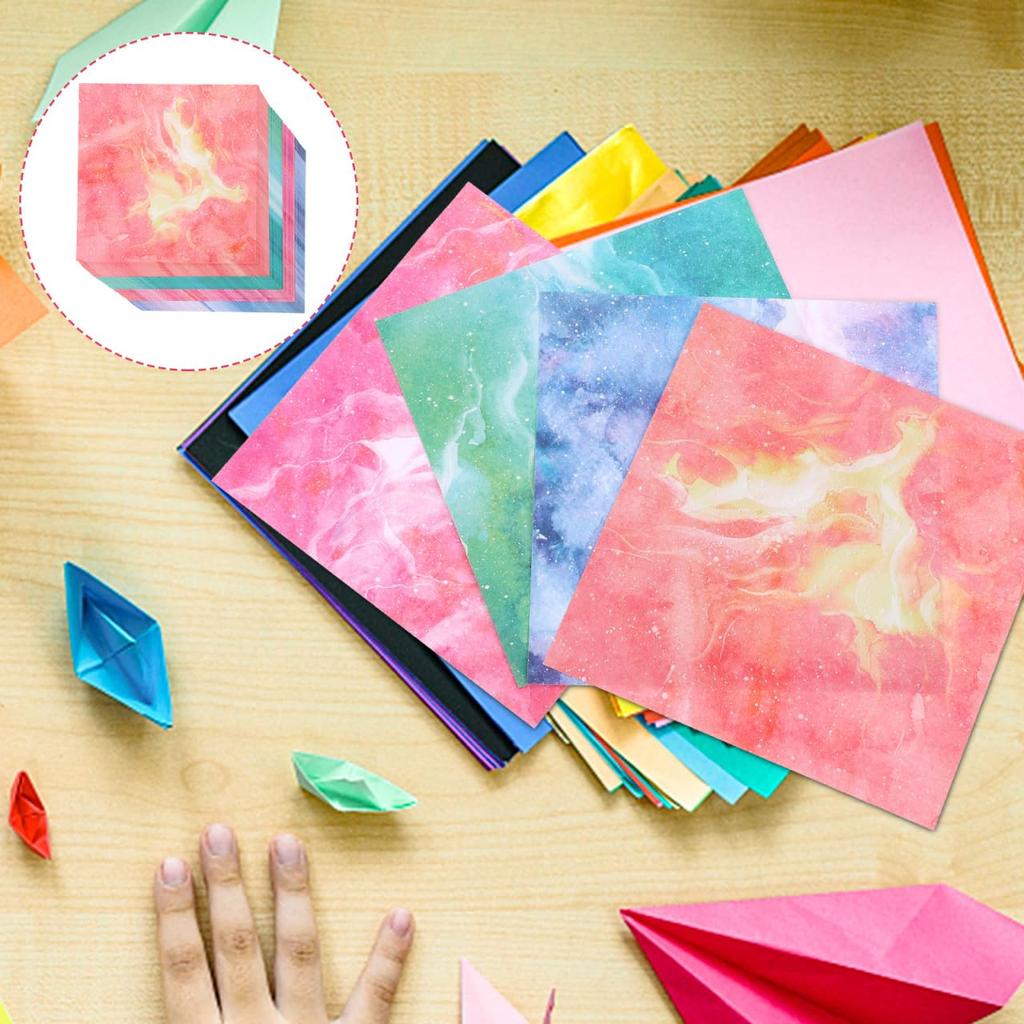 Ciieeo Origami Paper Set of 400 Watercolor Design Craft Paper Starry Sky Origami Handicraft Japanese Small Sheets, 9.5cm, Double-Sided, Pattern,