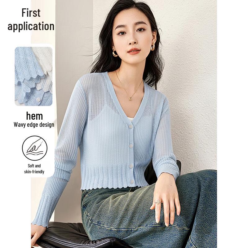 

Chushen Women s V-Neck Knit Cardigan M