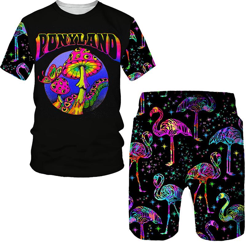 

Fashion Summer Mushroom 3D Print T-Shirts Shorts Sets Men s Tracksuits Short Sleeve T Shirt Pants Set Man Suits Clothing 5XL