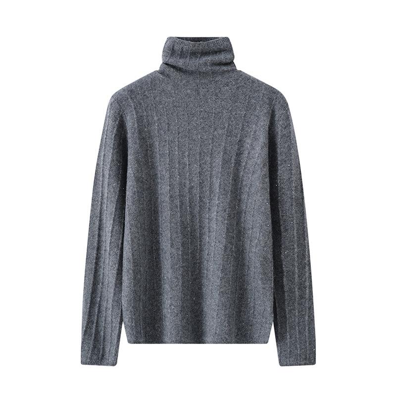 Autumn And Winter New Cashmere Sweater Women'S Heap Neck Sweater Loose Knitted Sweater Versatile Pullover Warm Bottoming Shirt