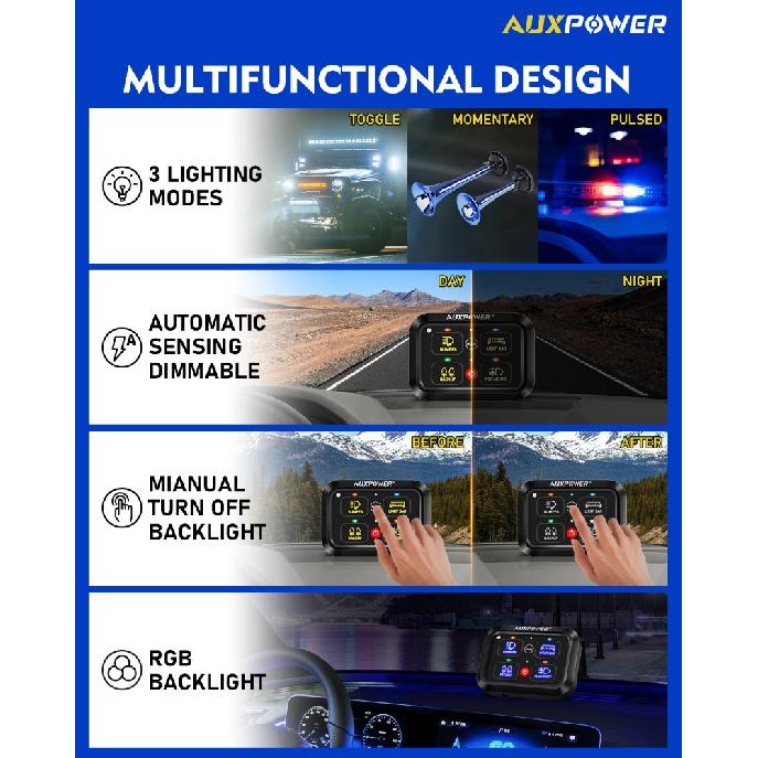 4/6 Gangs LED On-Off Control Switch Panel RGB Backlight Universal Power System Slim Electronic Relay System Automatic Dimming