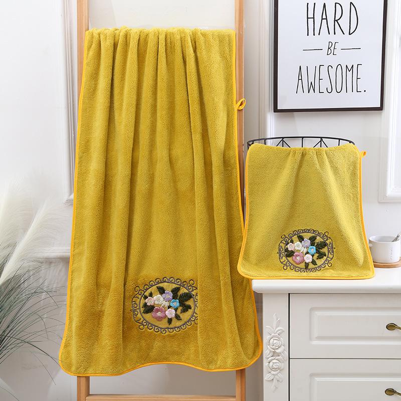 Mirror Flower High-density Coral Fleece Towel Bath Towel Mother Towel Home Face Towel Soft and Absorbent