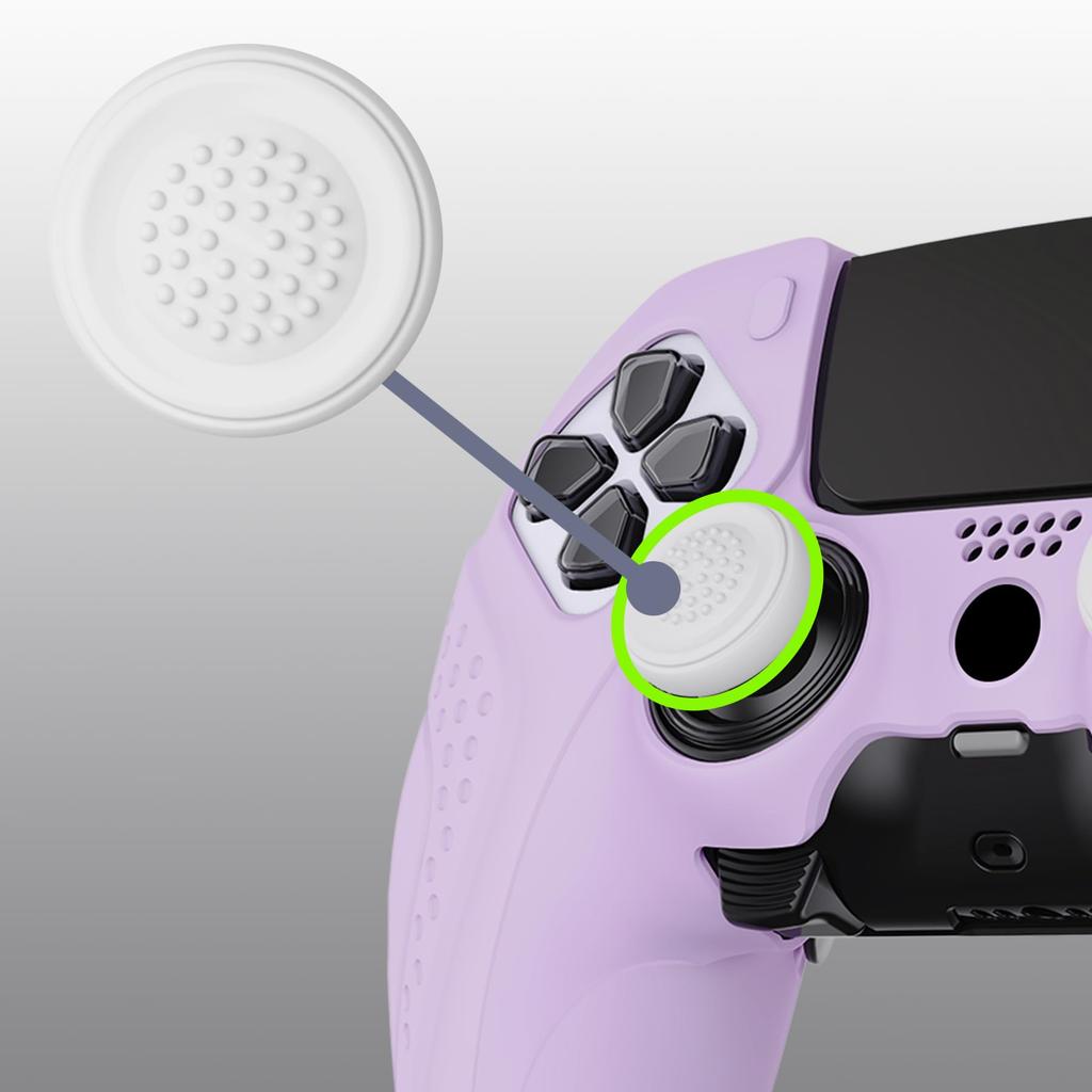PlayVital Silikonhülle für PS5 Edge weicher Gummi-Schutz Skin für PS5 Edge Wireless inklusive Daumenstick Edition Mauve rutschfester Controller,