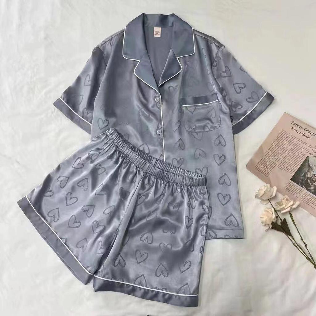 Ice Silk Pajamas Women Long Sleeve Lace Green Premium Sense Two Piece Sweet Homewear Love Blue