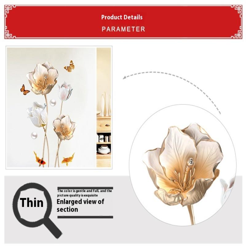 Beautiful Flower Wall Sticker For Living Room Background Decor Self-Adhesive Home Decor