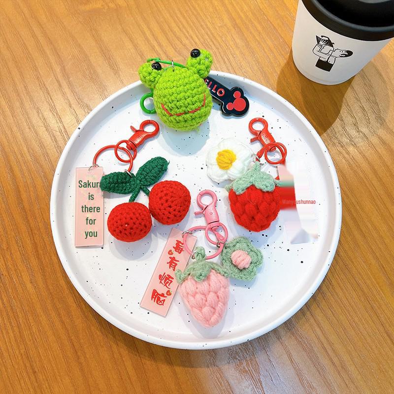 Hand-Woven Plush Persimmon Good Luck Keychain Pendant