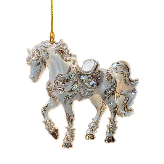 Car Rearview Mirror Pendant Acrylic Horse Car Charm Christmas Tree Ornament Personalized Hanging Accessory