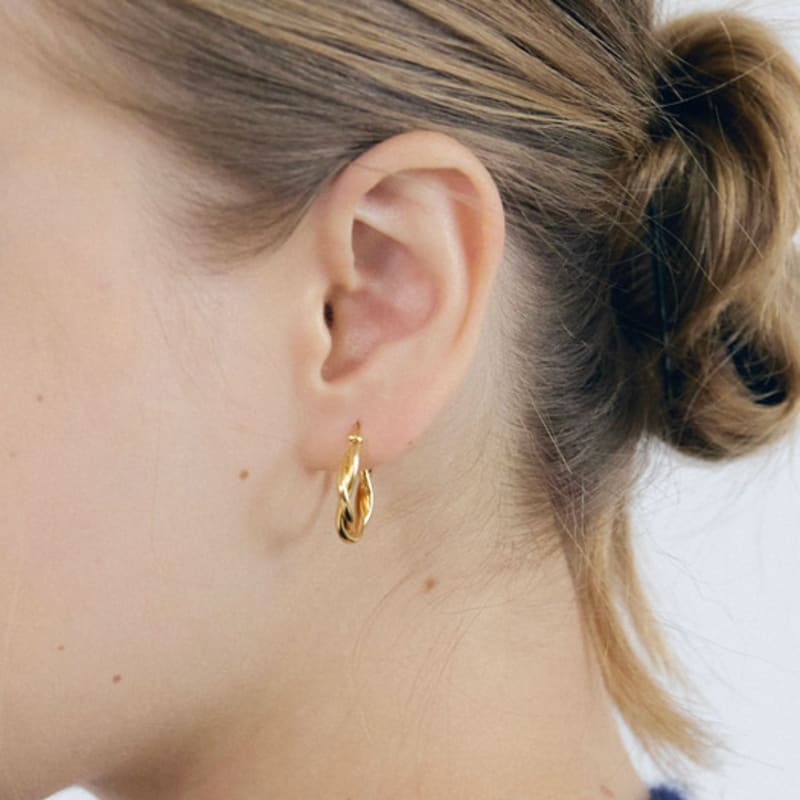 NUOY (Argint 925) Cercei Inel Răsucit Aurii