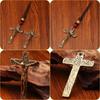 Cross Shape Jesus Statue Keychain Pure Copper Chapel Hanging Ornaments  Car Keychain