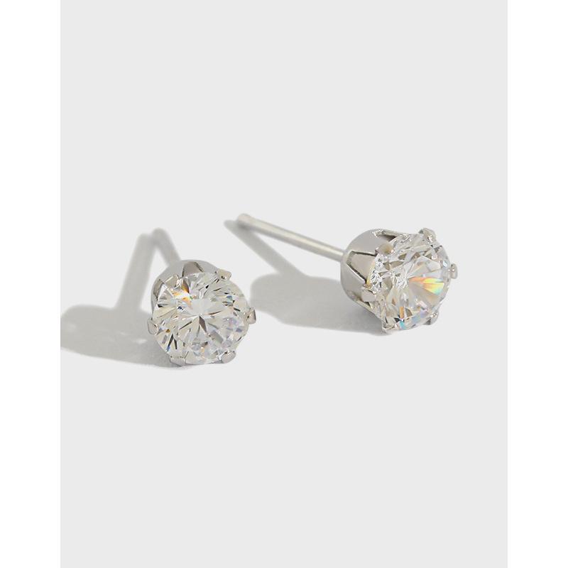 Various Sized 3mm 4mm 5mm 6mm Zircon Zc White Stone Studs Earrings 18K Gold Plated for Wedding Engagement Anniversary Party