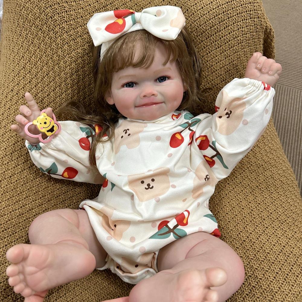Lovely 60cm Lifelike Reborn Dolls Raya Soft Cloth Body Newborn Babies Doll Alive Smiling Girl Princess Simulation Dolls Toddler Children's Day Gifts