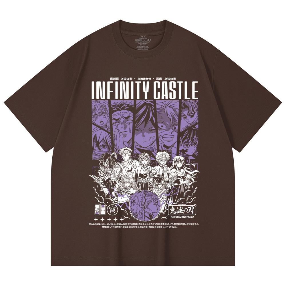 230 Gsm 100% Cotton Demon Slayer V90 Infinity Castle Print Unisex Heavy Cotton T Shirt