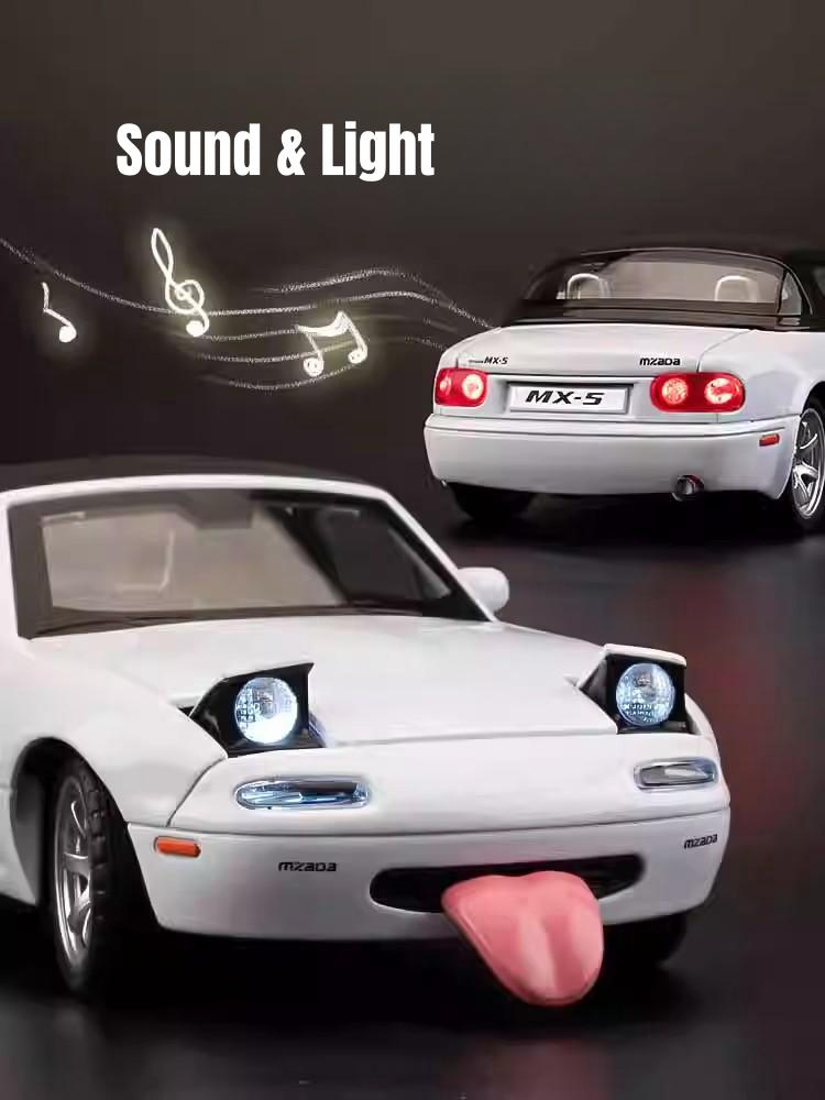 1/32 Mazda Mx-5 Miniatura Fundición a Presión Miata Roadster Coche de Juguete Modelo Sonido y Luz Puertas Abatibles Colección Regalo Para Niños Niño Niño