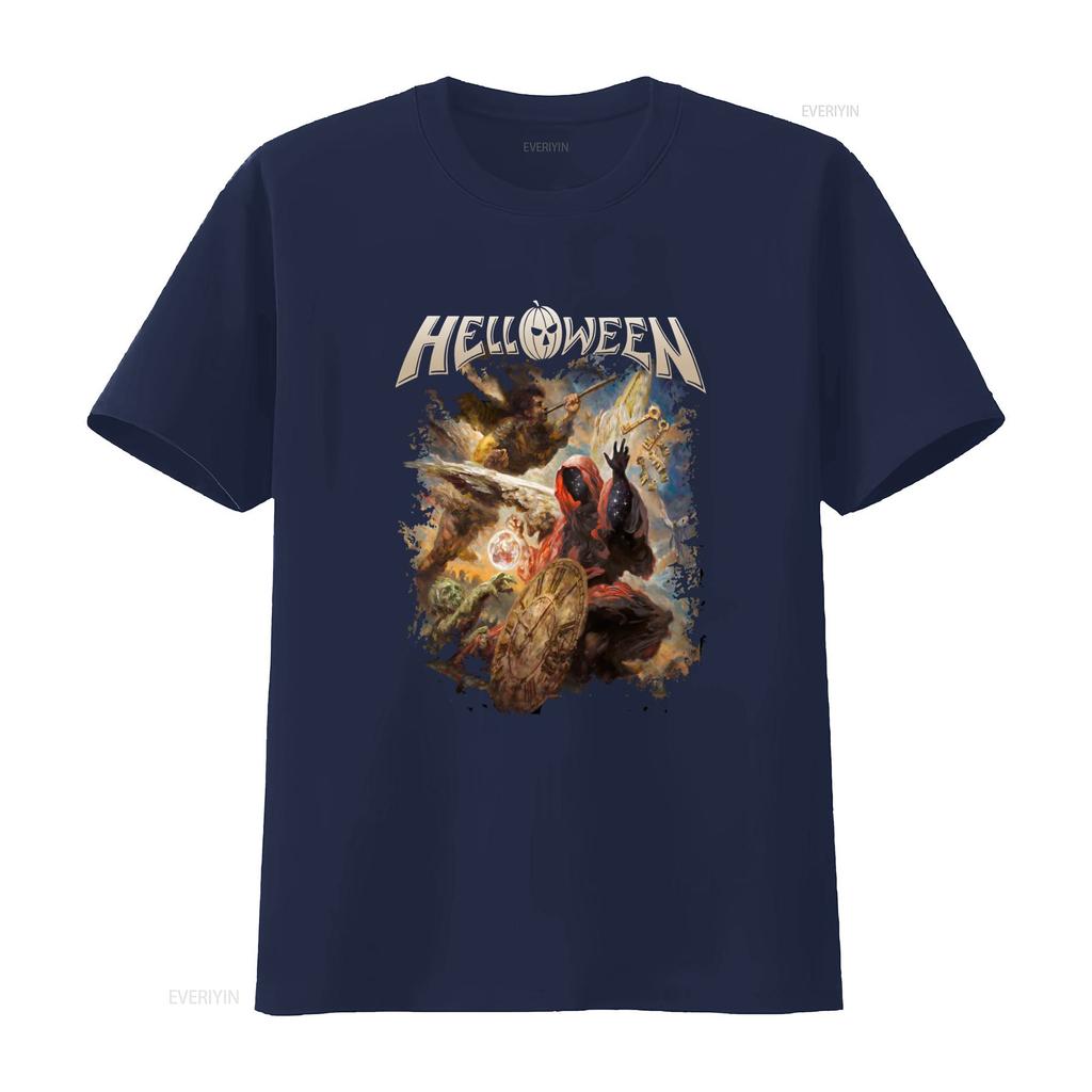 Helloween Album Cover Print Black T Shirt New Official Design for vintage Washed graphic Stylish Versatile Stretched fashion