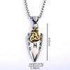 Vintage Stainless Steel Mens Necklace Double Sided Viking Style Celtic Knot Pendant
