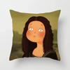 Creative Cartoon Oil Painting Mona Lisa  Gogh Cushion Cover Portrait Painting Throw Pillow Case Cojines Decorativos Para Sofa
