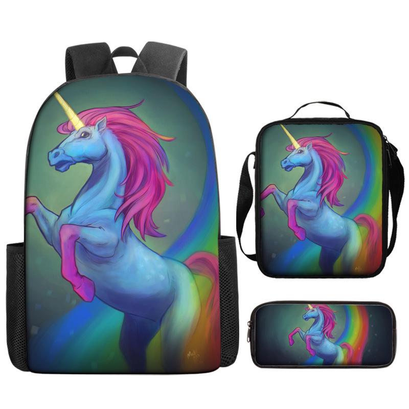 Backpack Unicorn Unicorn Animal Student School Bag, Digital Color Printing Animation Cartoon Backpack