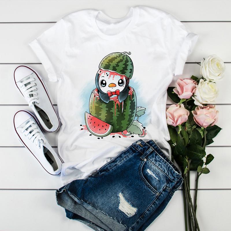 Unisexs Summer Short Sleeve Cute Cartoon Penguin Graphic Casual Tshirt