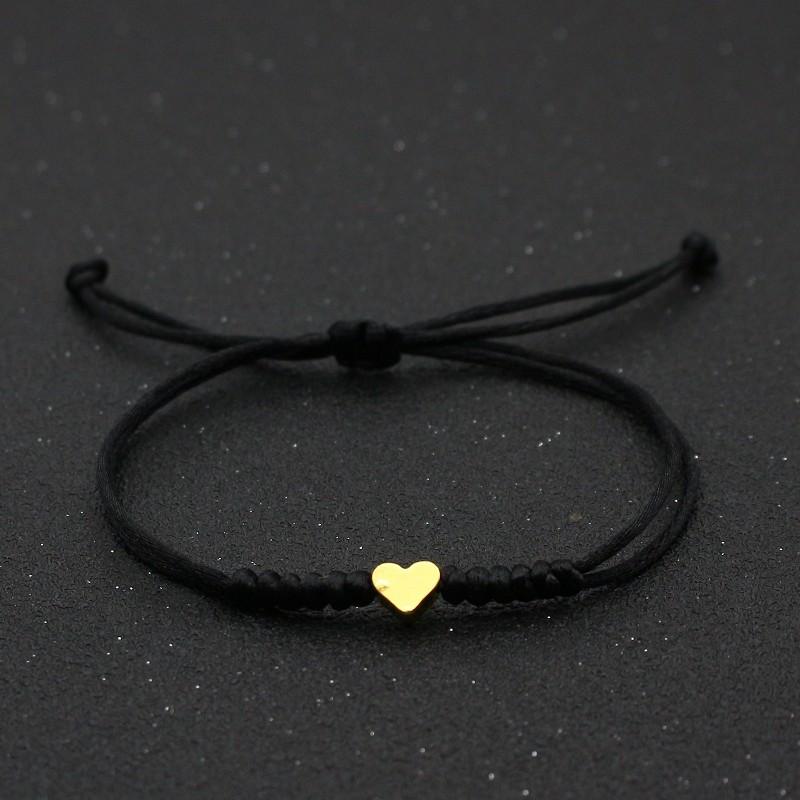 Tiny Heart Charm Bracelets for Women Girls Simple Blue Black Red Rope Chain Braided Bracelet Woven Jewelry Best Gifts Her