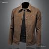 Veste Casual Homme Coupe Ajustée en Mélange de Coton Aspect Daim Légère à Capuche Kaki Noir