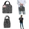Black Leopard Insulated Lunch Bag Thermal Bag Reusable Cheetah Animal Leakproof Lunch Box Tote Food Bag Office Outdoor