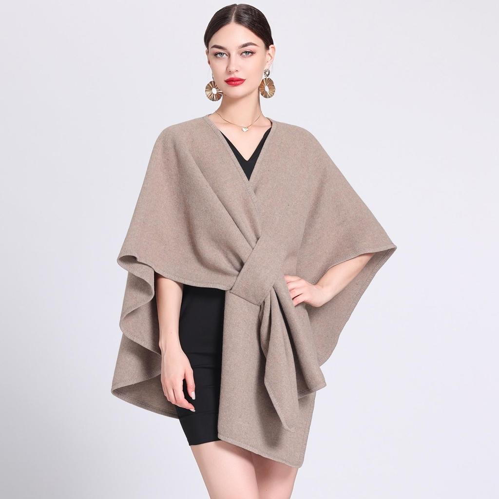 Autumn & Winter Fashion Scarf Shawl Cape: Plus Size Knit Cardigan Cloak Jacket for Women