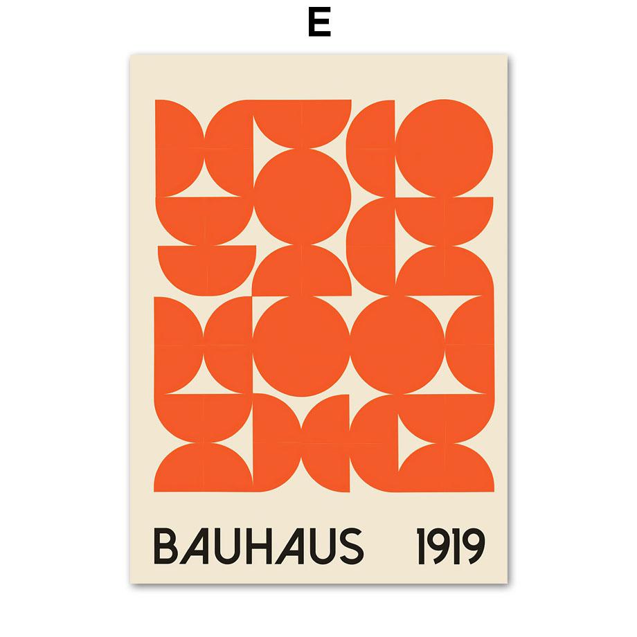 Výstava Bauhaus Geometric Retro Nástěnná umělecká reprodukce Malba na plátně Severské plakátové nástěnné obrazy poloviny století pro výzdobu obývacího pokoje