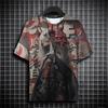 Summer Samurai Tattoo Graphic T-Shirts 3D Print Men's Short Sleeve T Shirt Hip Hop Oversized Y2K Harajuku Tees Tops Kid Clothing