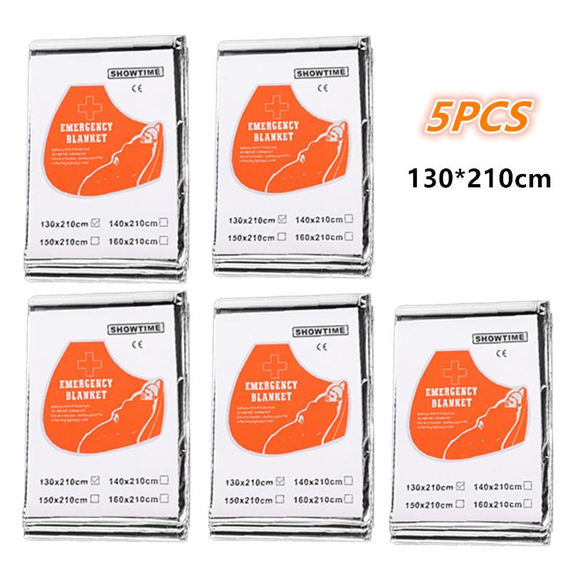 5 Pcs Emergency Reflective Thermal Blanket Space Blanket Designed For Body Warmer Outdoor First Aid Camping Hiking Travel