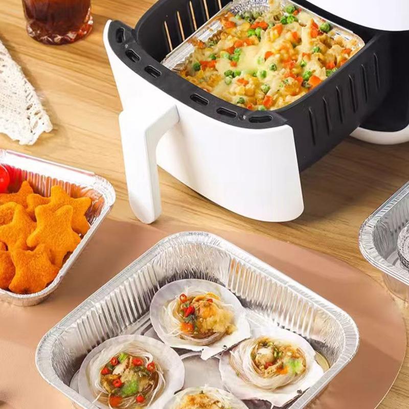 10Pcs 20Cm Air Fryer Aluminum Foil Pan Food Containers Square Oven Bbq Tray Oil-Proof Non-Stick Baking Tool Kitchen Supplies
