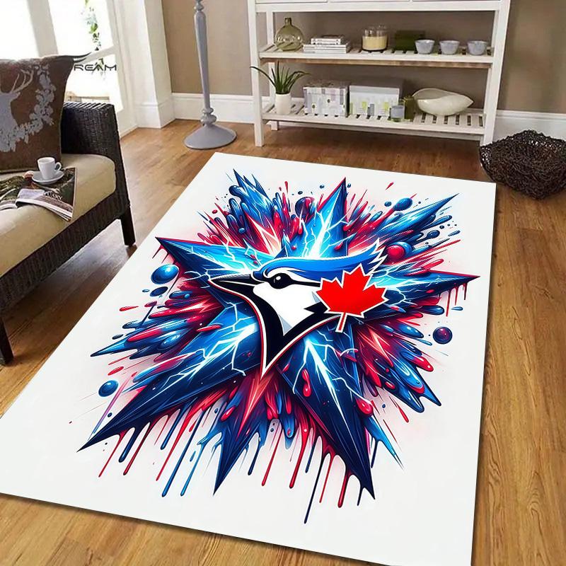 Čtvercový koberec s flanelovým vzorem Toronto Blue Jays, Kusový koberec, Koberec pro obývací pokoj, ložnici, pohovku, hernu, Protiskluzová podložka