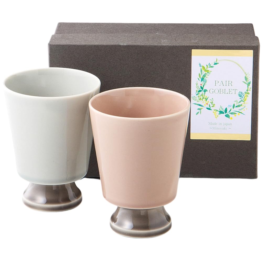 

Ale-net Goblet, W8.5 x D8.5 x H11cm, Pink and Gray Pair Goblet, Porcelain, Mino Ware, Made in Japan