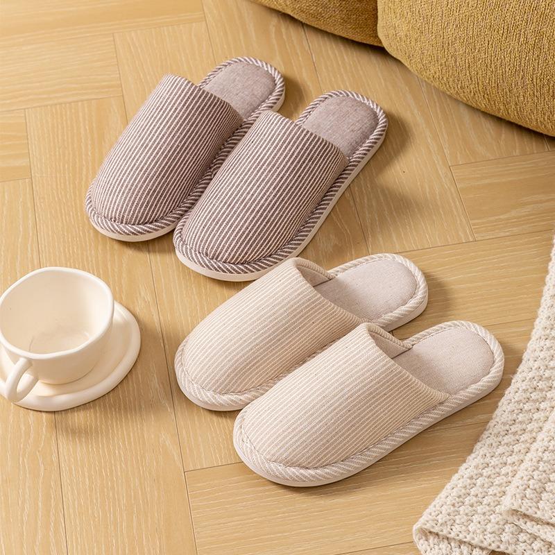 Japanese-style Home Cotton Slippers Women's Indoor Autumn and Winter Couples Home Non-slip Floor Soft-soled Slippers Men's Winter