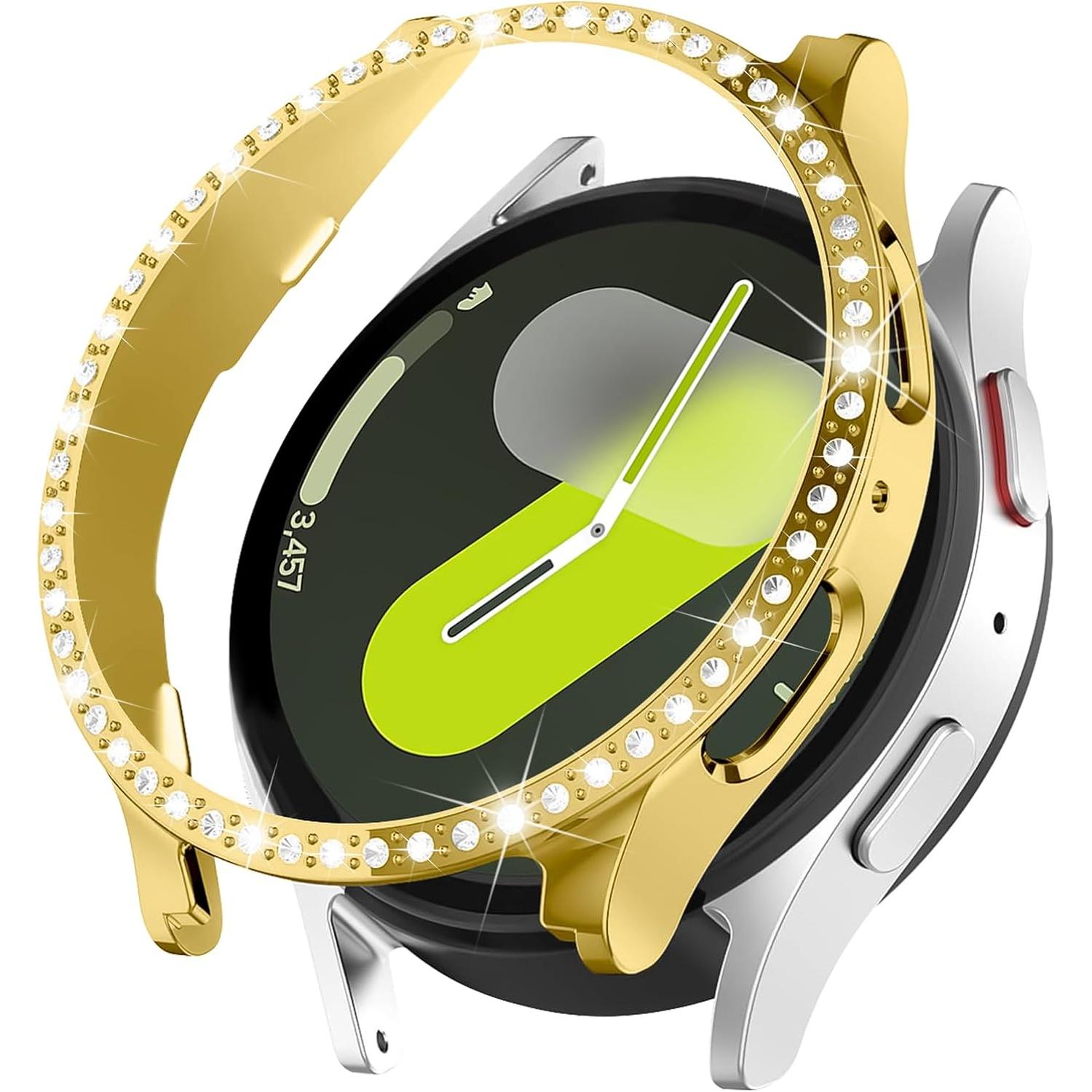 Bling Hülle für Samsung Galaxy Watch 4 5 6 7 40mm 44mm Schutzhülle Glänzender Diamant Hart-PC Face Bumper Ohne Glas Zubehör Galaxy Watch4 5 40mm gold