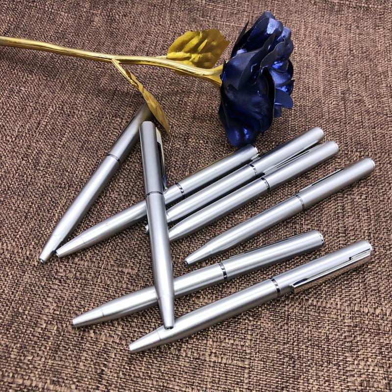 4pcs Fashion Silvery Ballpoint Pen, Mini Pocket Pen Set,Medium Tip,Rotatable Design-School Stationery,Cute Office Supplies