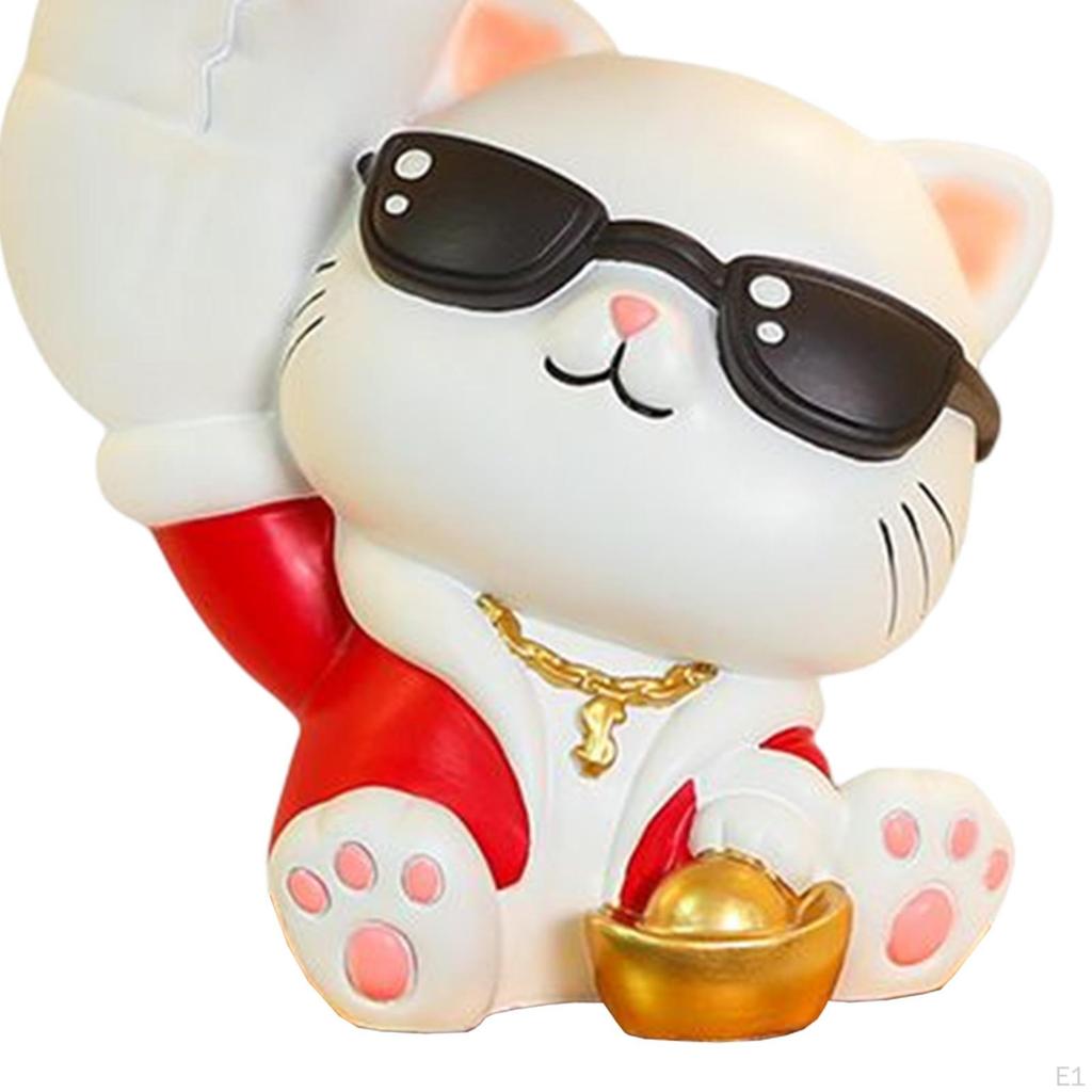 Chinese Style Cat Figurine Key Holder Claws Hand Resin Biscuit Candy Bowl Vanity Tray Bunny Statue