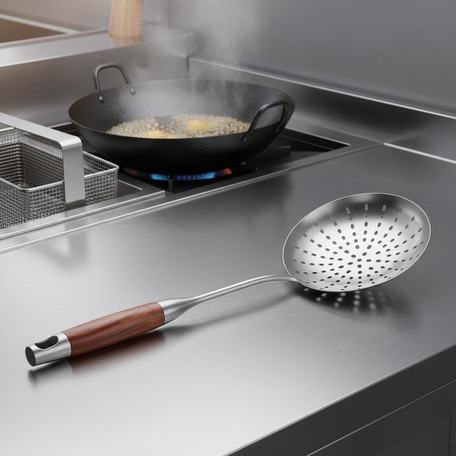 Perforated Skimmer Ladle Hanging Hole Stainless Steel Large Slotted Spoon