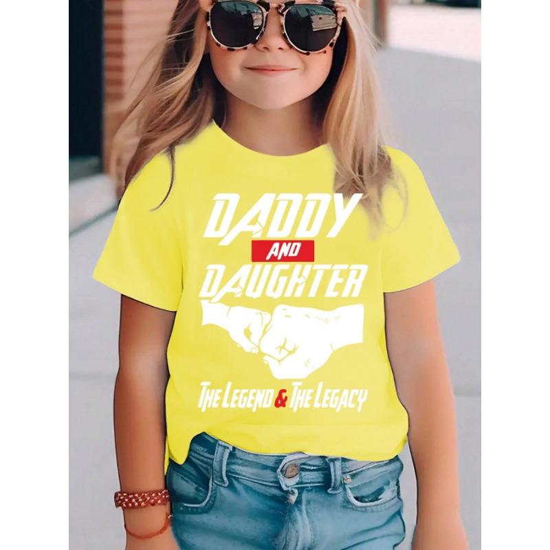 

Summer Fashion Short-Sleeve T-Shirt for Girls with Daddy And Daughter Letter Pattern Print, Casual And Versatile Top DX4072 100