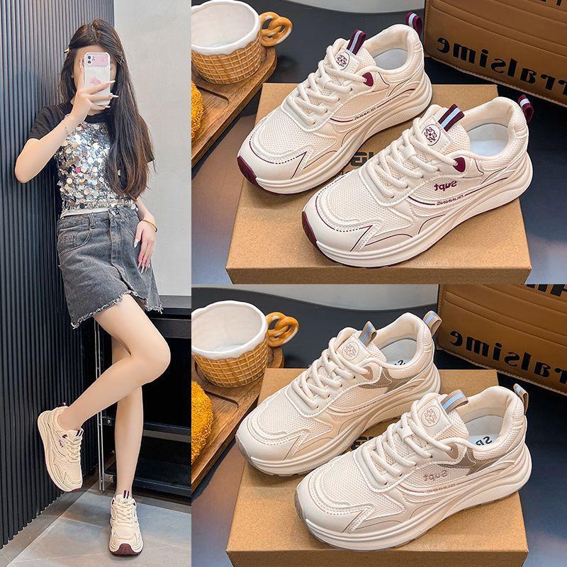 Little White Shoes Women's 2025 New Summer Mesh Shoes Breathable Moral Training Shoes Thin Soft Soles Not Tired Feet Casual Sports Shoes