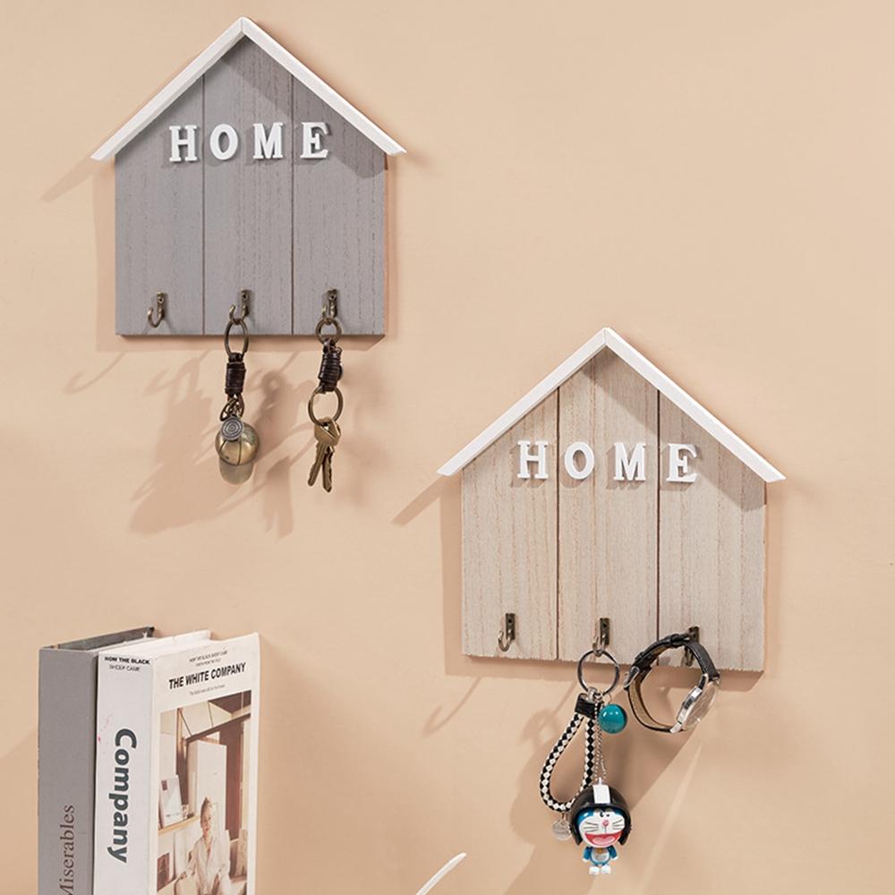 Nordic Style Wooden Wall Mount Key Hanging Hook Storage Rack Creative Entryway Organizer Home Decor