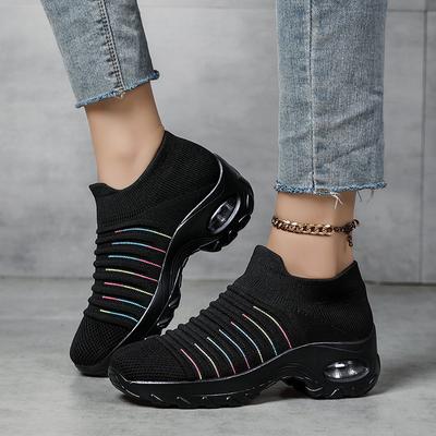 Women Slip On Walking Shoes Air Cushion Sneakers Black Elevator Platform Orthopedic Socks Shoes Plus Size