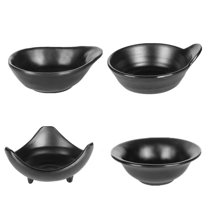 Jijun A5 Black Melamine Frosted Rice & Sauce Bowl