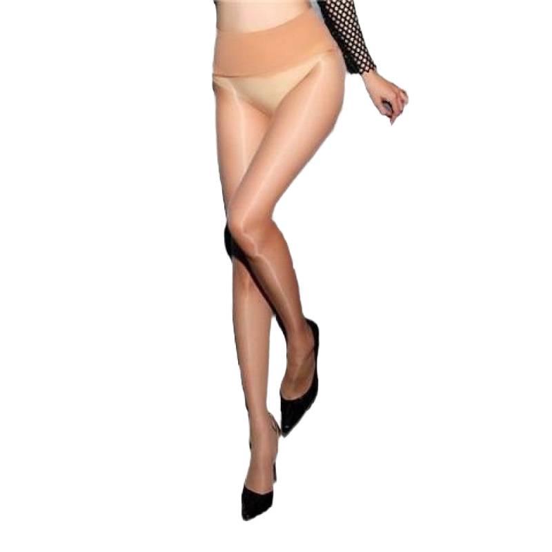 Elegante 0D Glänzend Schwarze Seidenstrumpfhose in Fußform, Nahtlos